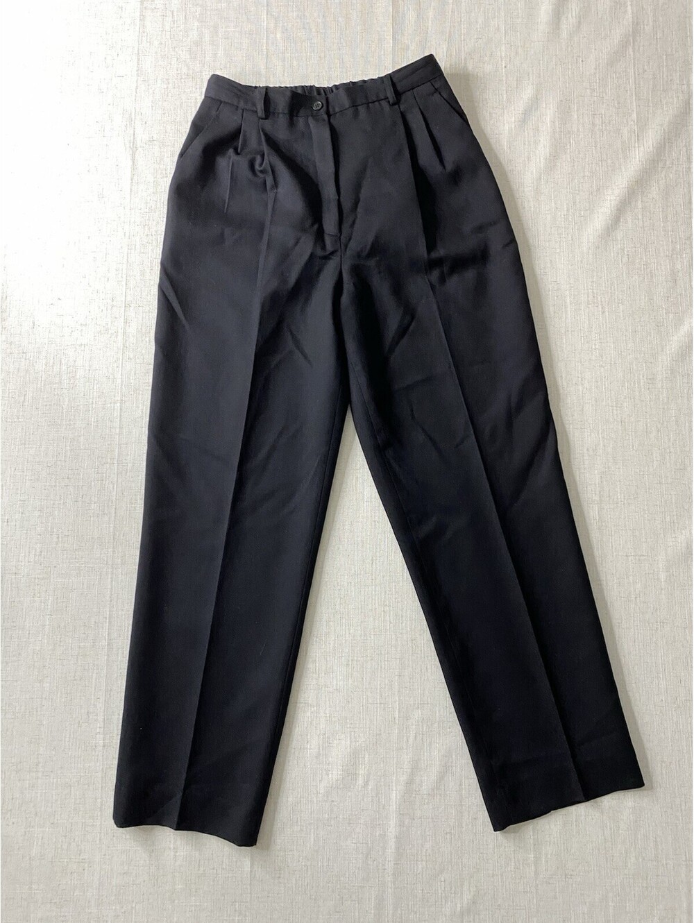VTG Pendleton Wool Trousers Black Pant Womens 12 High Rise Pleated Dark Academia